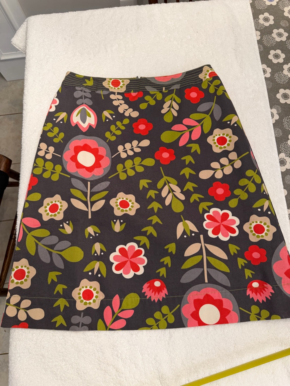 Boden Floral Pattern A-Line Cotton Skirt Size 8